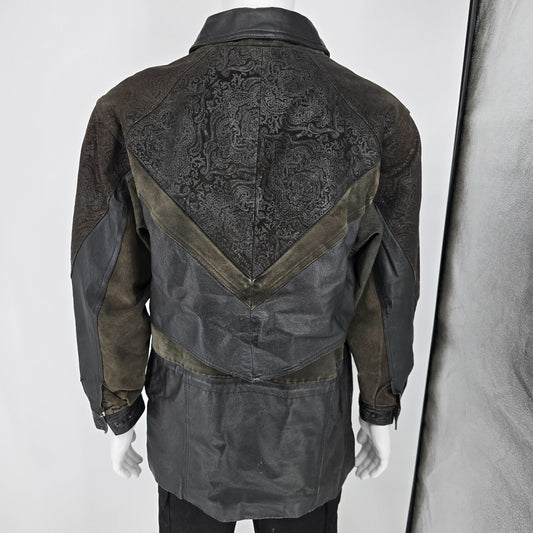 Vintage 1990s Authentic International Outerwear Embossed Leather Jacket (S)