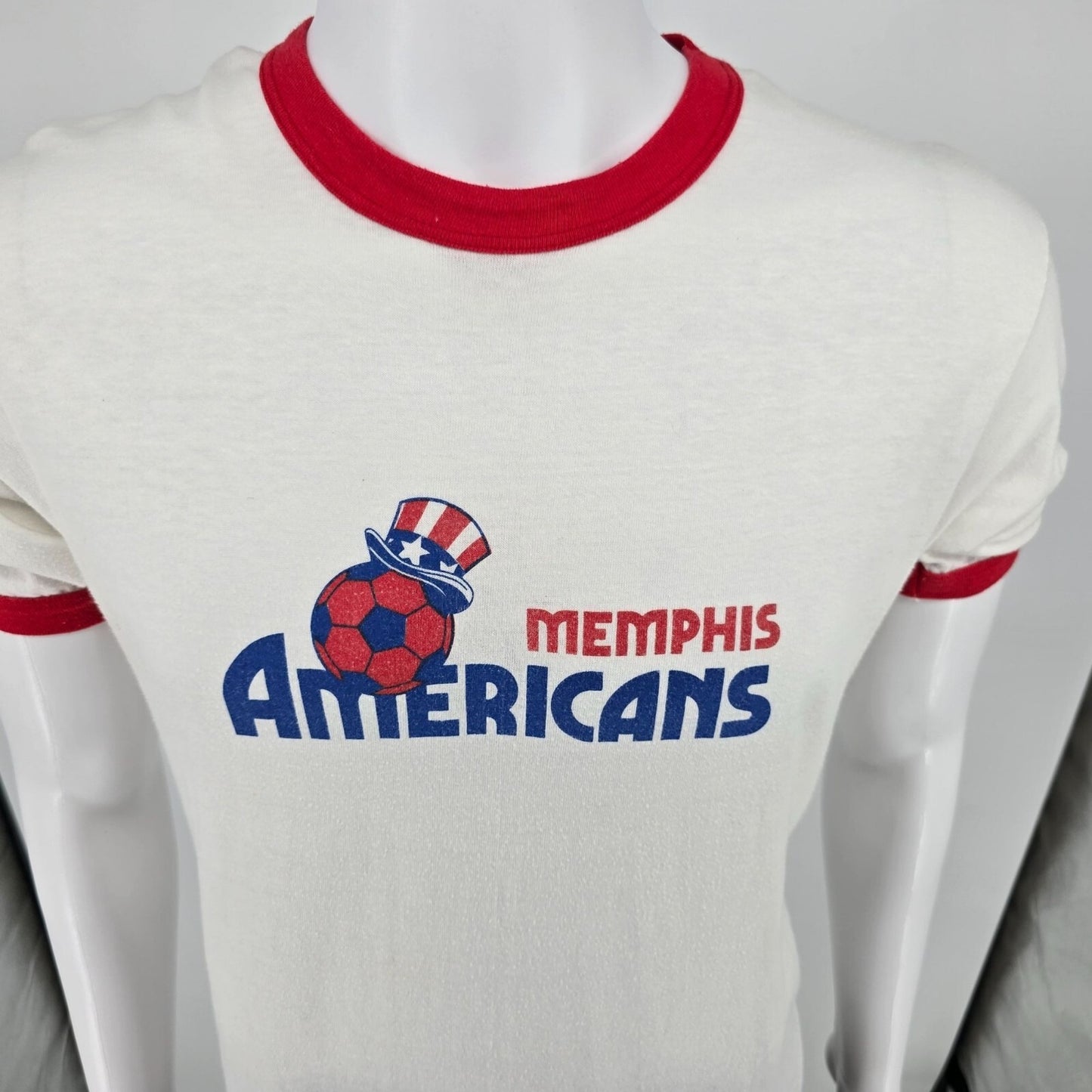 Vintage 1980s Memphis Americans Major Indoor Soccer League Ringer T-Shirt (M)
