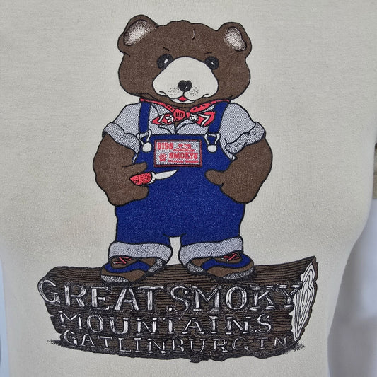 Vintage 1980s Great Smoky Mountains Gatlinburg, TN Bear Graphic T-Shirt (S)