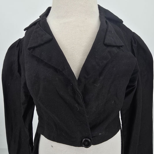 Vintage 1980s Black Victorian-Style Tailcoat Stage Costume (Girls Small)