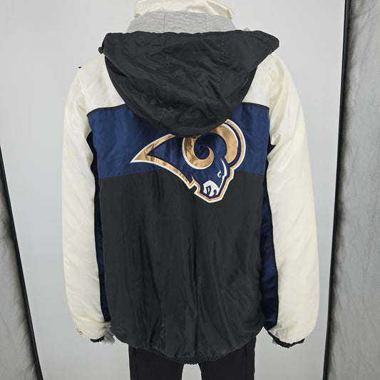 Vintage Y2K NFL St. Louis Rams Hooded Full-Zip Nylon Color Block Jacket (XXL)