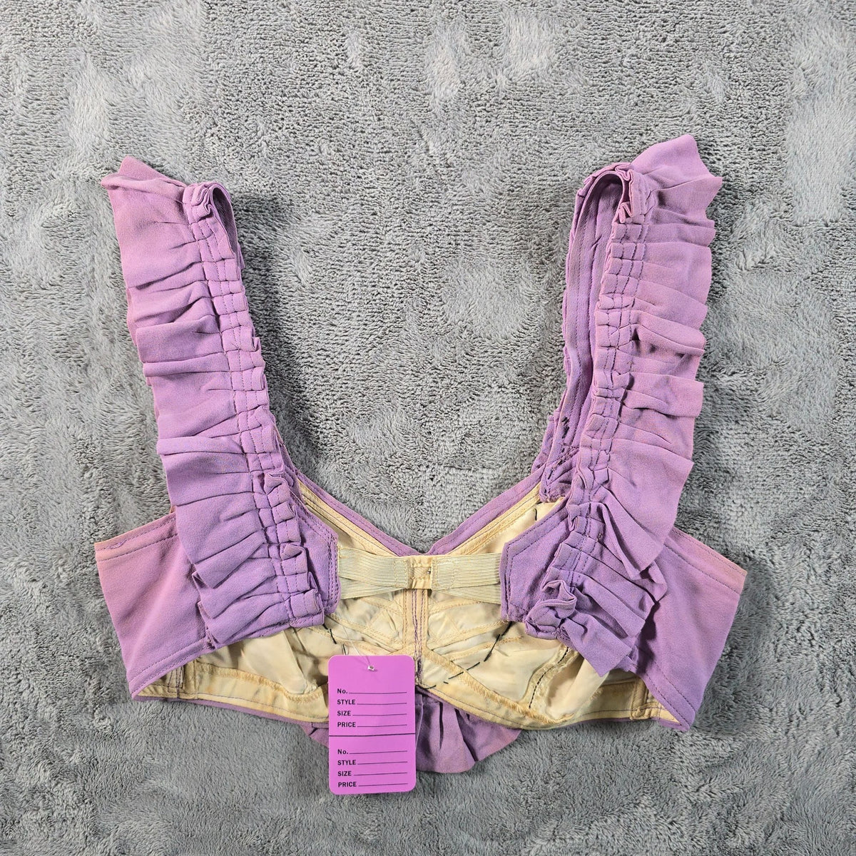 Vintage 1940s Maidenform Allo-Ette Customized Lavendar Covered Costume Bra (30)