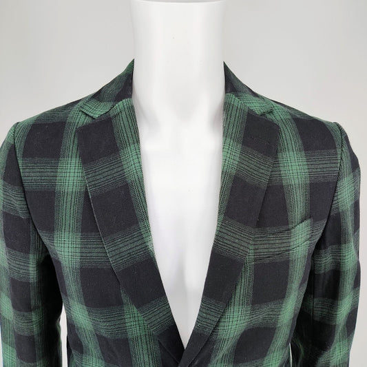 NWT Houston White Men's Black and Green Plaid Suit Jacket/Sport Coat (Small)