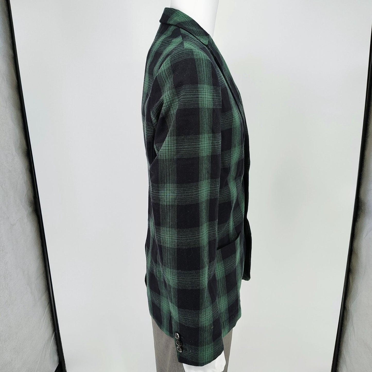 NWT Houston White Men's Black and Green Plaid Suit Jacket/Sport Coat (Small)