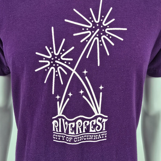Vintage 1980s Screen Stars City Of Cincinnati Riverfest Purple T-Shirt (M)