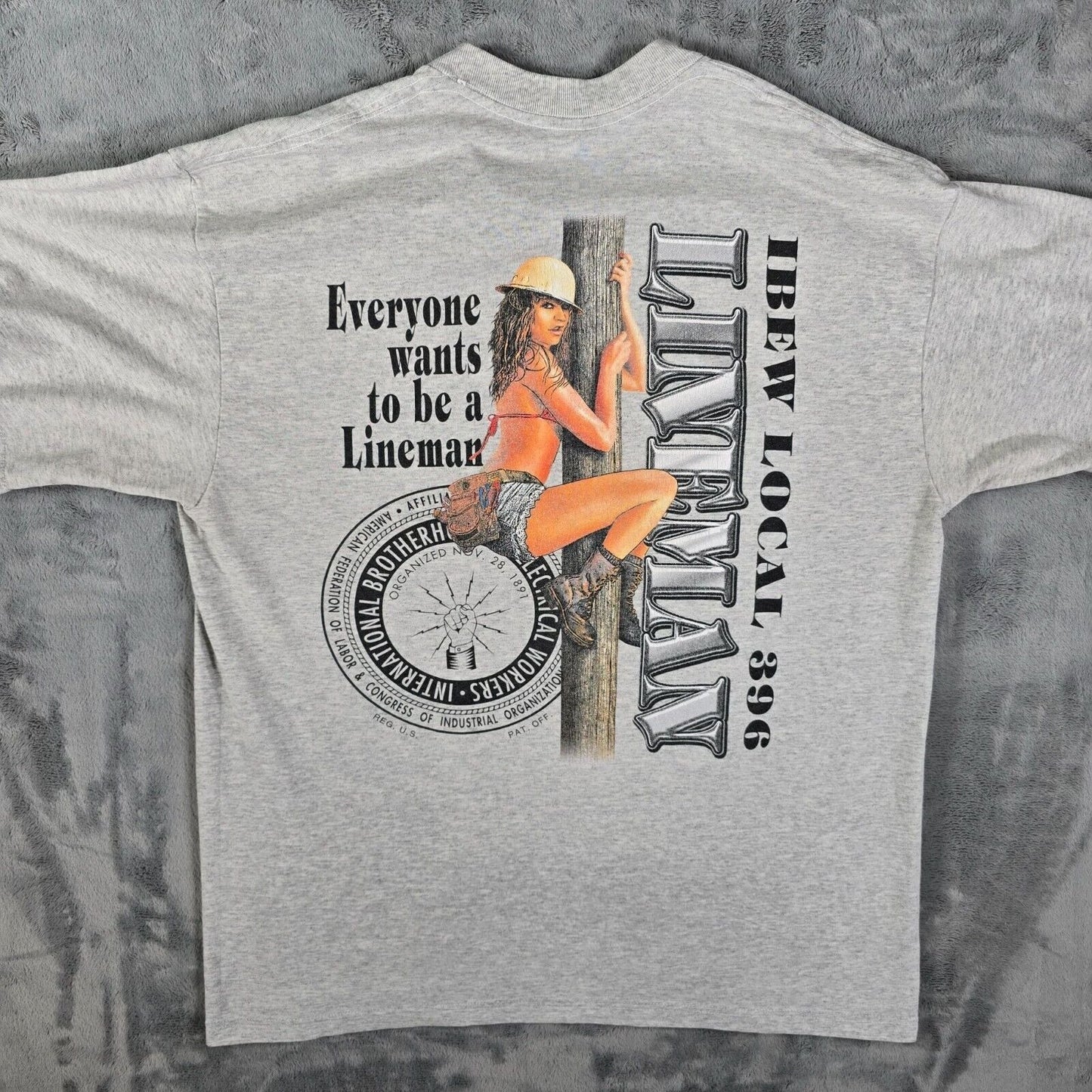 Vintage IBEW Local 396 Las Vegas, NV Bikini Top Girl Lineman T-Shirt (Large)