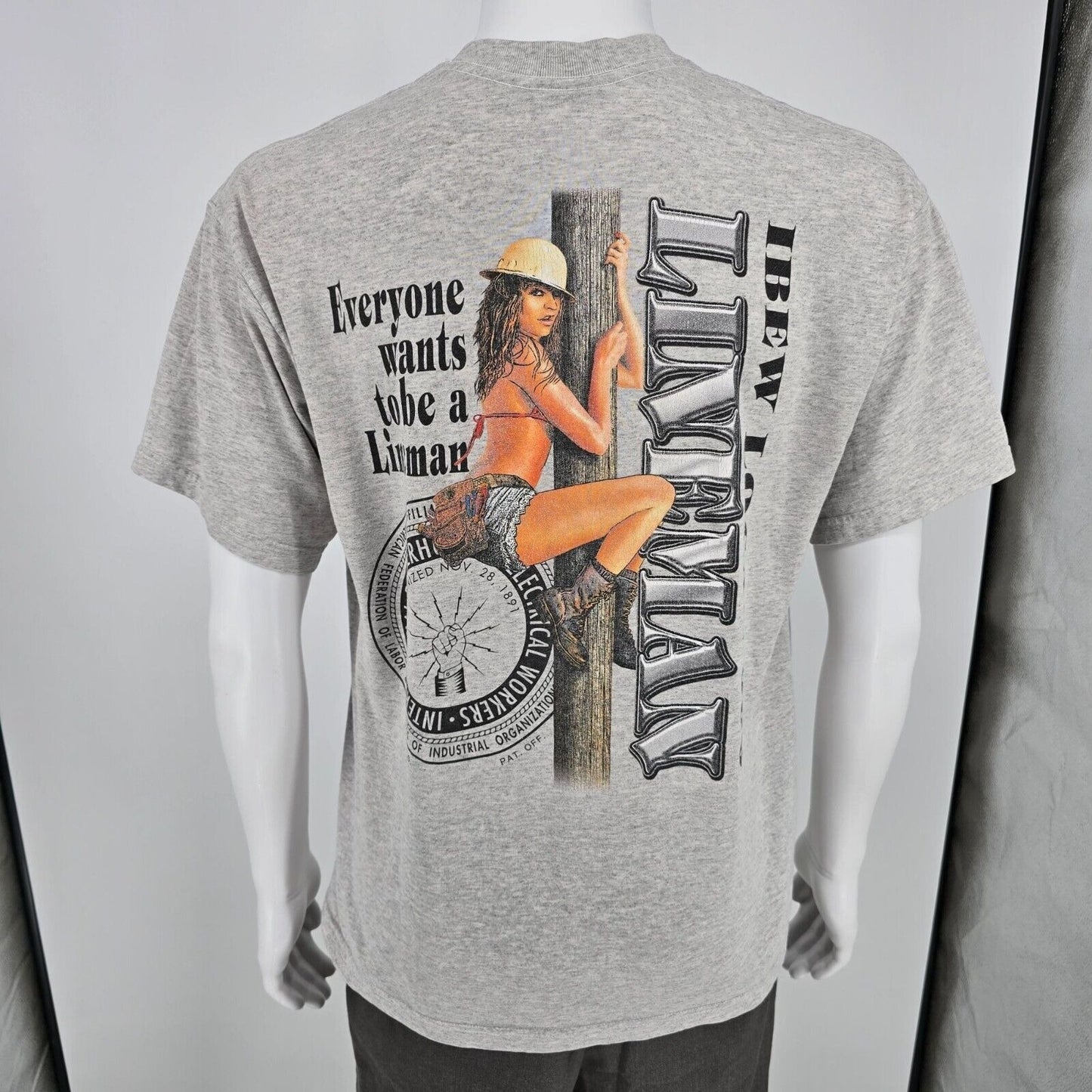 Vintage IBEW Local 396 Las Vegas, NV Bikini Top Girl Lineman T-Shirt (Large)