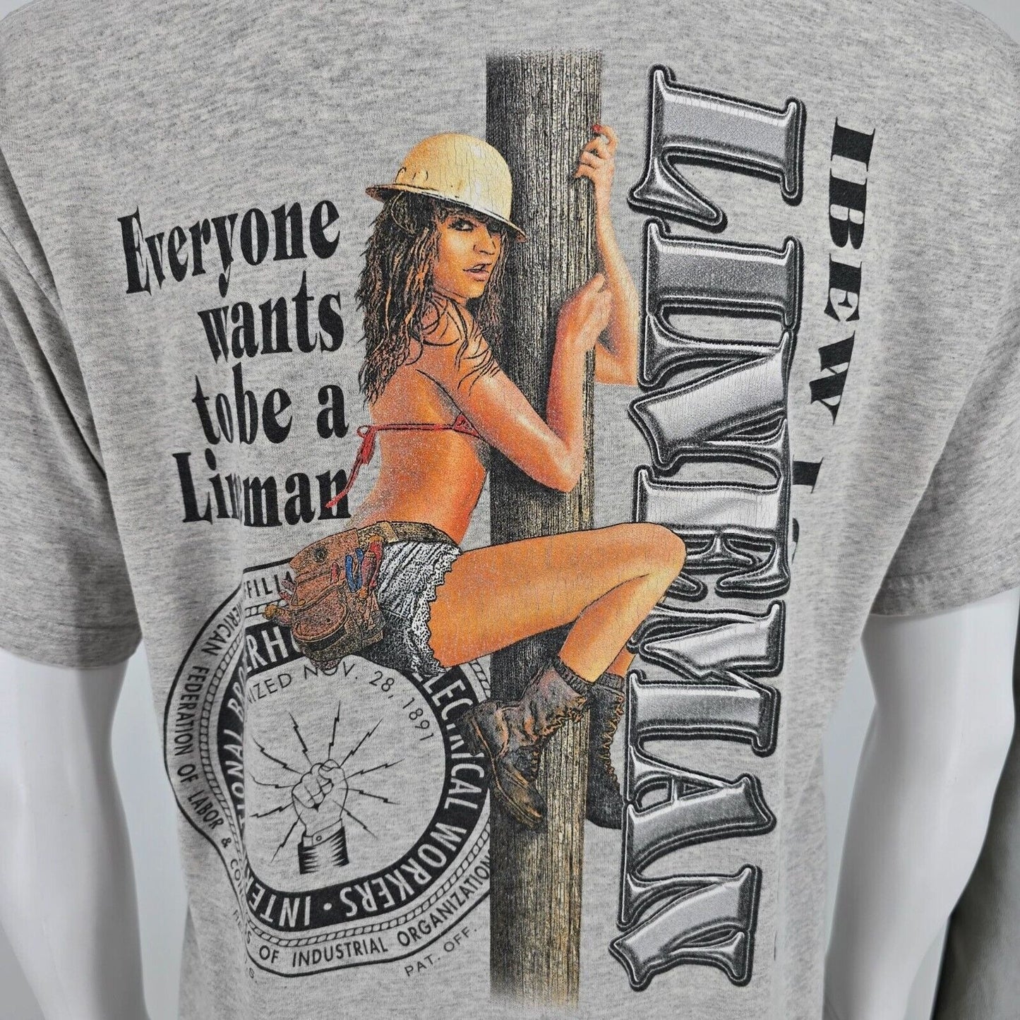 Vintage IBEW Local 396 Las Vegas, NV Bikini Top Girl Lineman T-Shirt (Large)