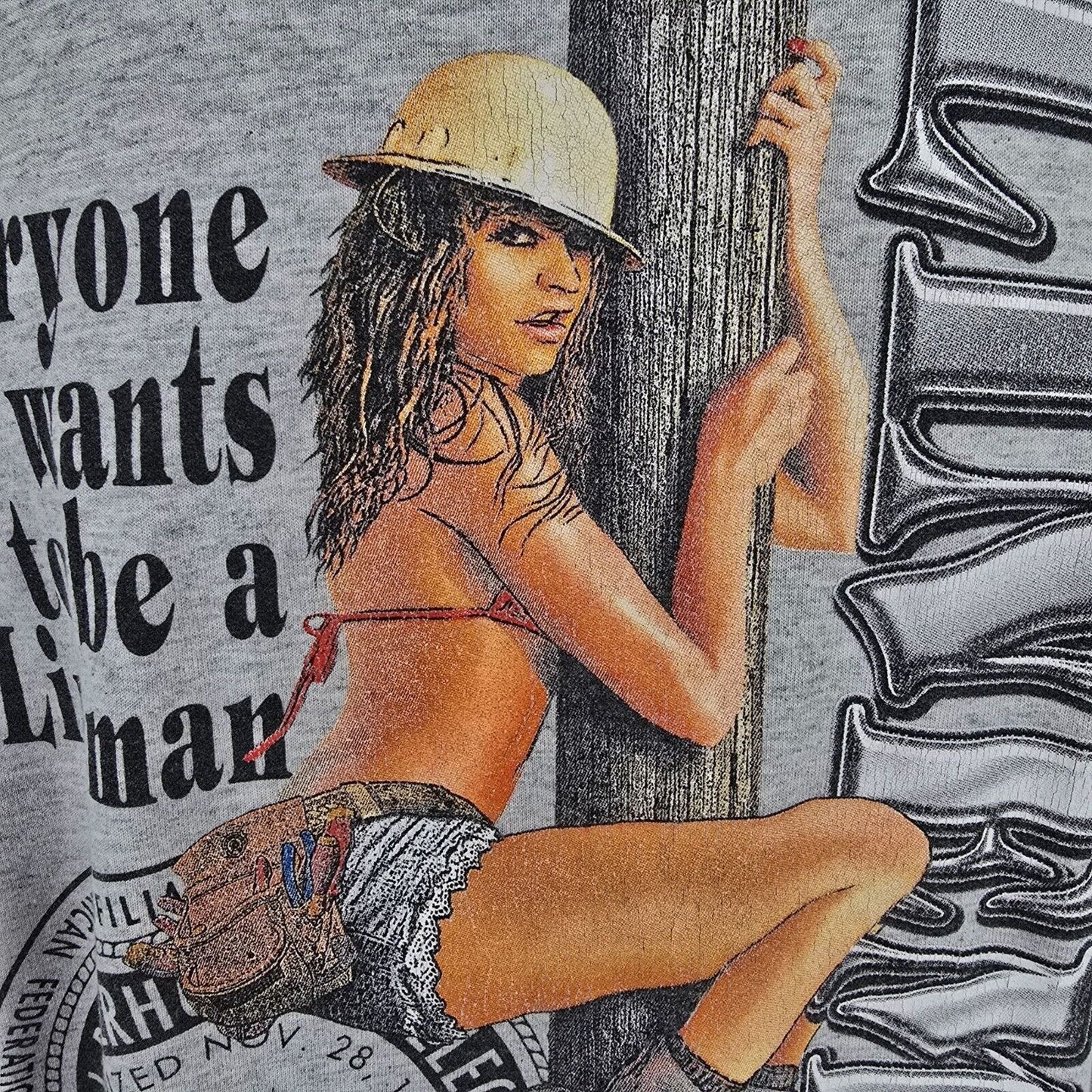 Vintage IBEW Local 396 Las Vegas, NV Bikini Top Girl Lineman T-Shirt (Large)