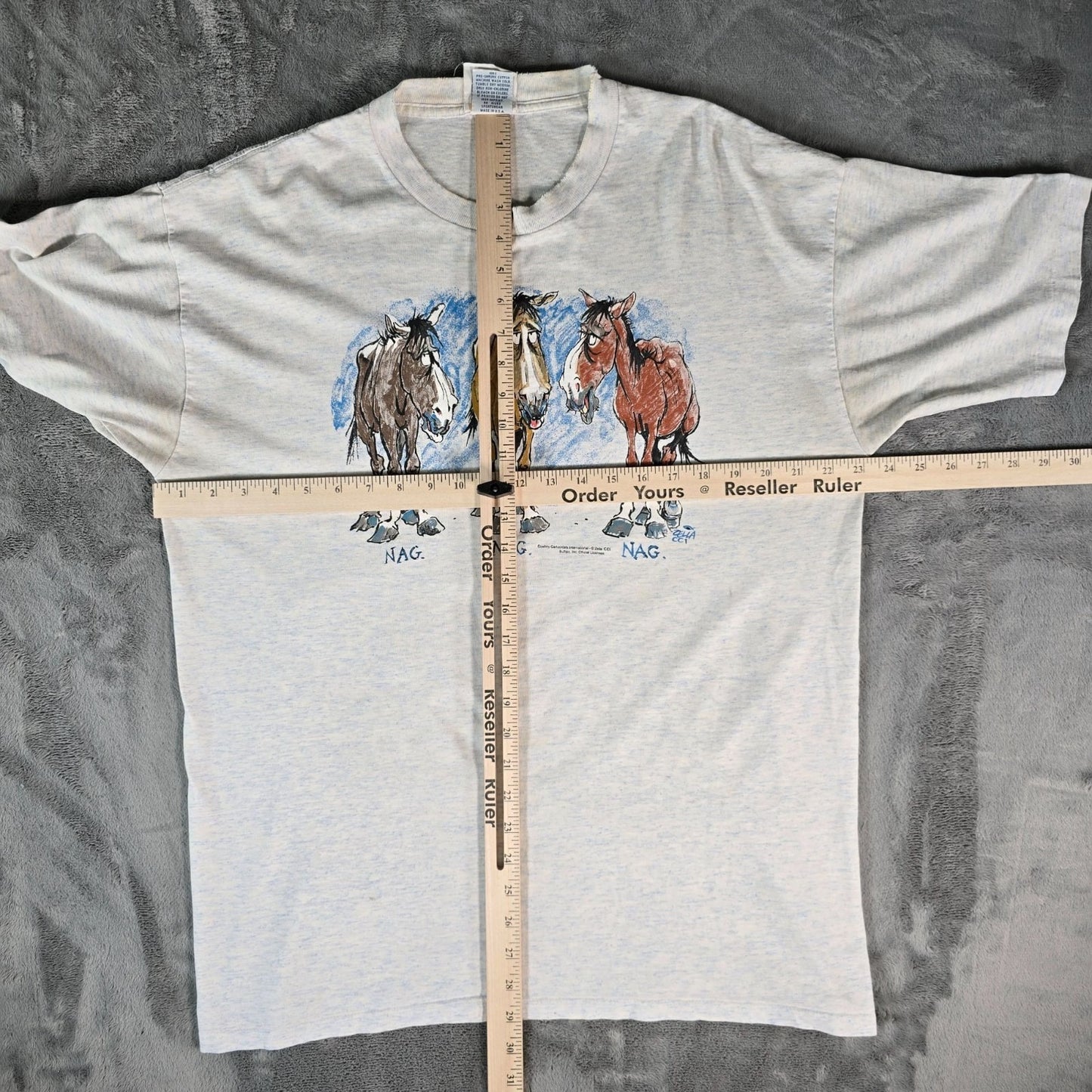 Vintage 1990s Buffalo Cal Cru Zella CCI "Nag Nag Nag" Horses T-Shirt (XL)