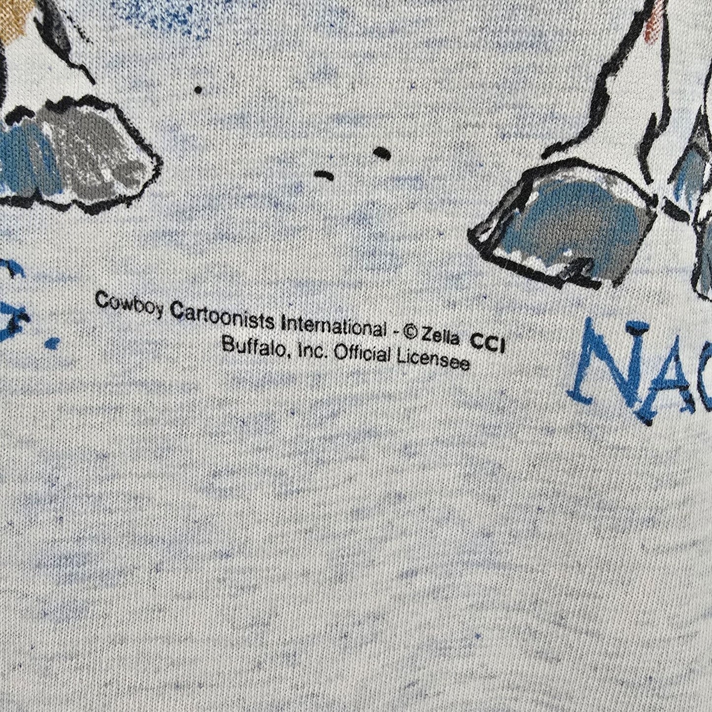Vintage 1990s Buffalo Cal Cru Zella CCI "Nag Nag Nag" Horses T-Shirt (XL)