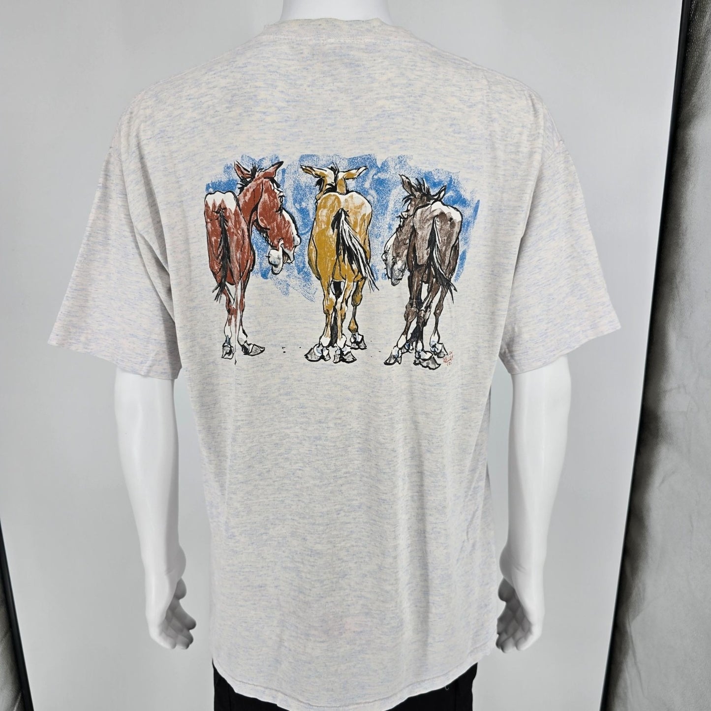 Vintage 1990s Buffalo Cal Cru Zella CCI "Nag Nag Nag" Horses T-Shirt (XL)