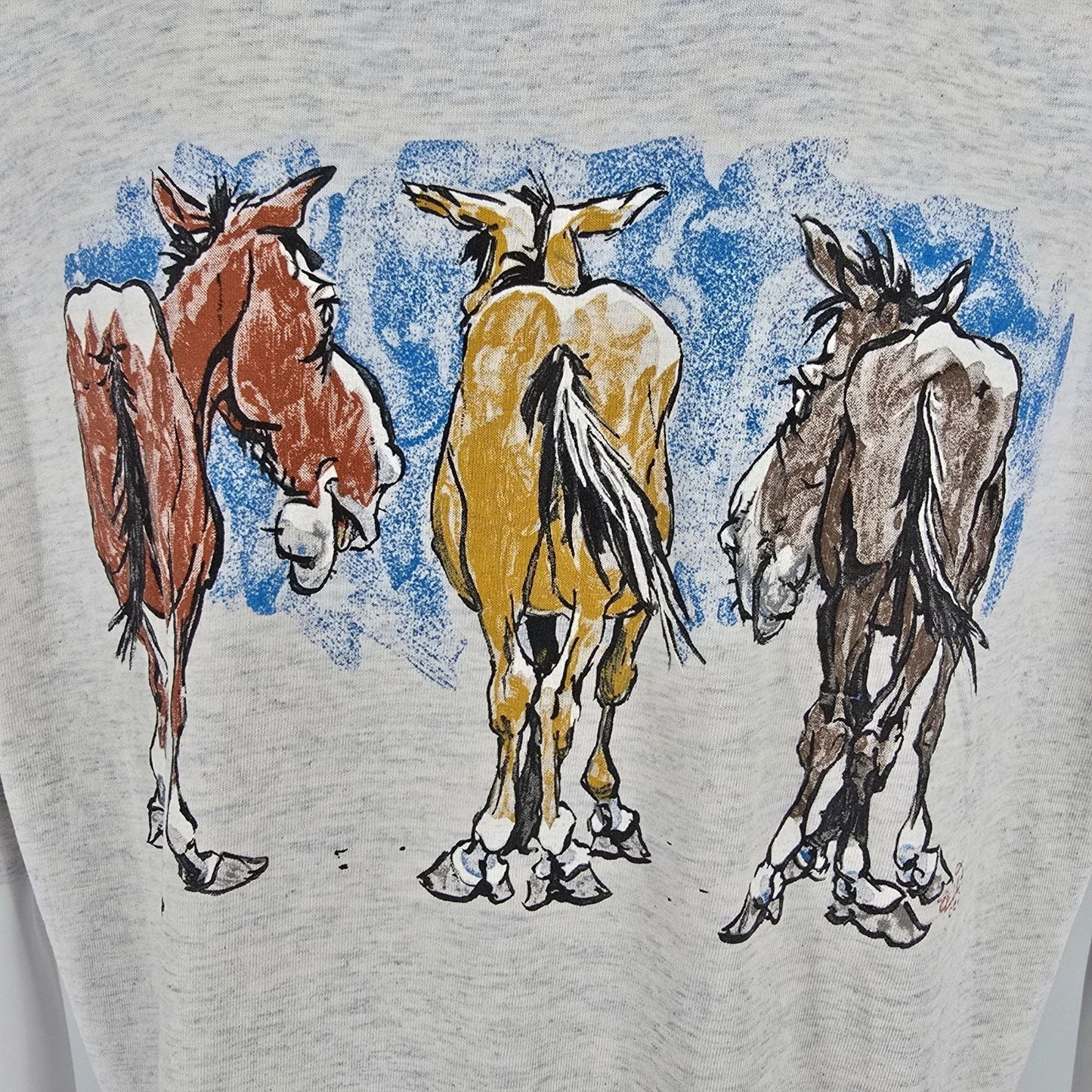 Vintage 1990s Buffalo Cal Cru Zella CCI "Nag Nag Nag" Horses T-Shirt (XL)