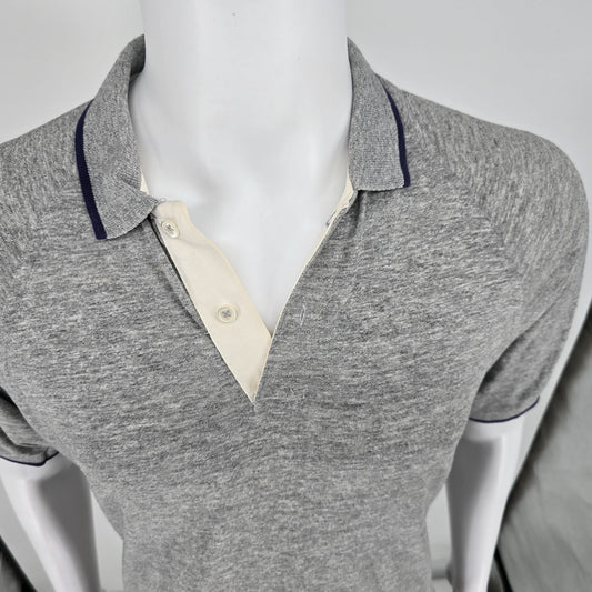 Vintage 1990s L.L. Bean Heather Gray Contrast Placket Raglan Polo Shirt (L)