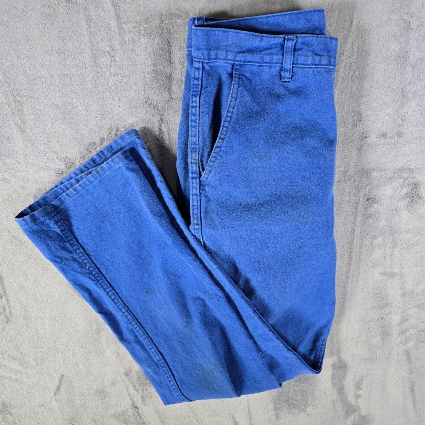 Vintage Y2K Workwear Distressed Le Cedre Unisex Blue Bugatti Twill Pants (29x28)