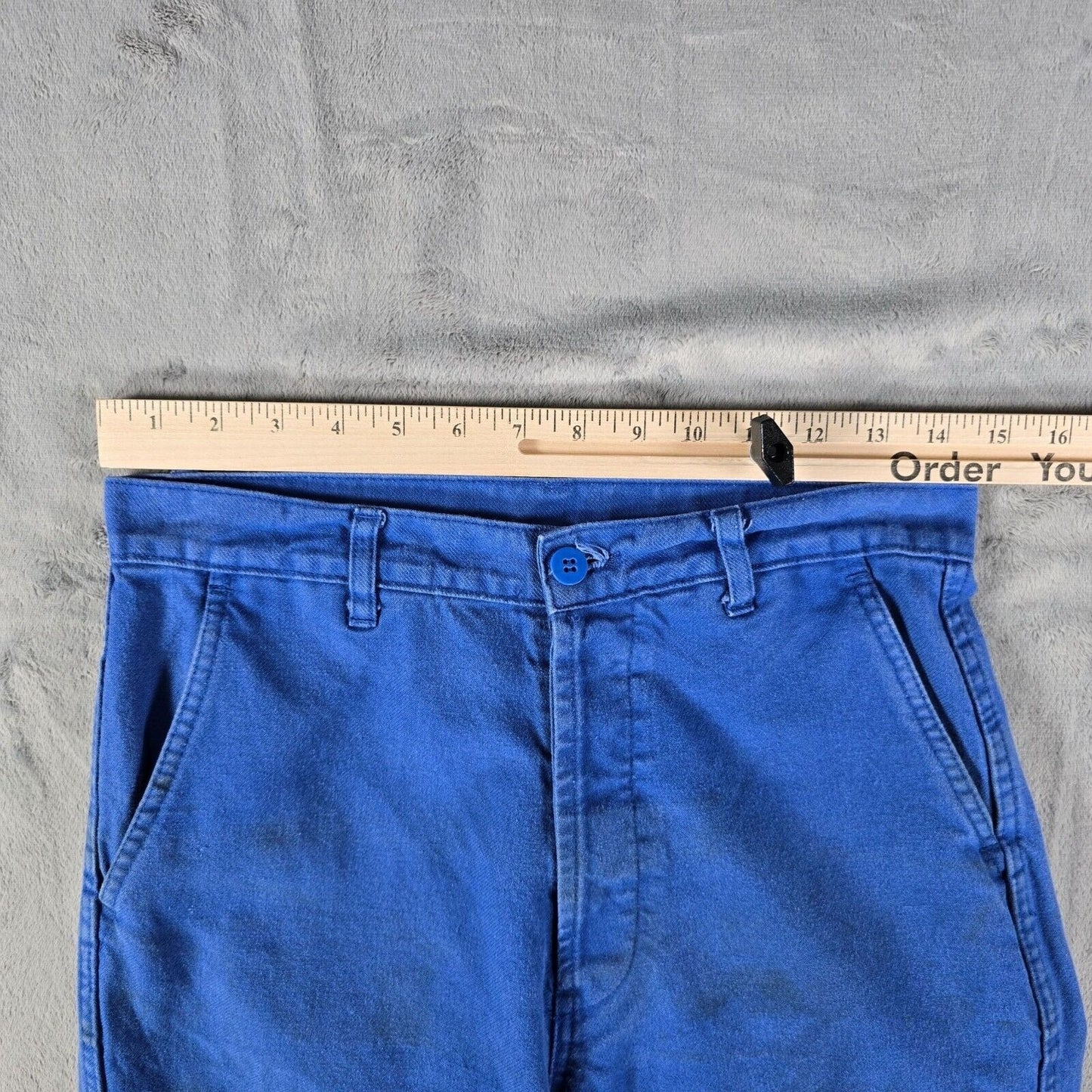 Vintage Y2K Workwear Distressed Le Cedre Unisex Blue Bugatti Twill Pants (29x28)