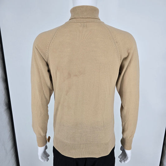 Vintage 1970s Sportswear Camel Raglan Sleeve Knit Turtleneck Sweater (M) *Flaw