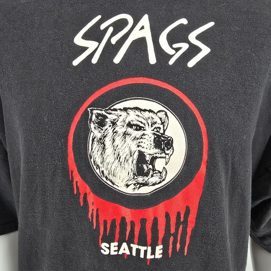 Vintage 1990s Hanes SPAGS Seattle Gay Bar Faded Black Graphic T-Shirt (2XL/3XL)
