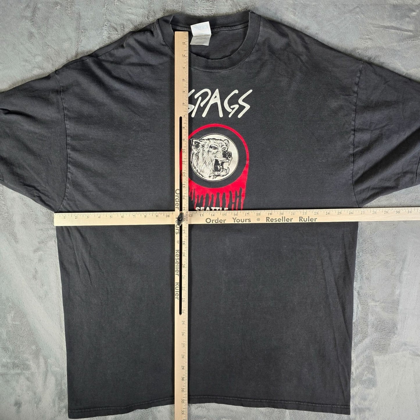 Vintage 1990s Hanes SPAGS Seattle Gay Bar Faded Black Graphic T-Shirt (2XL/3XL)