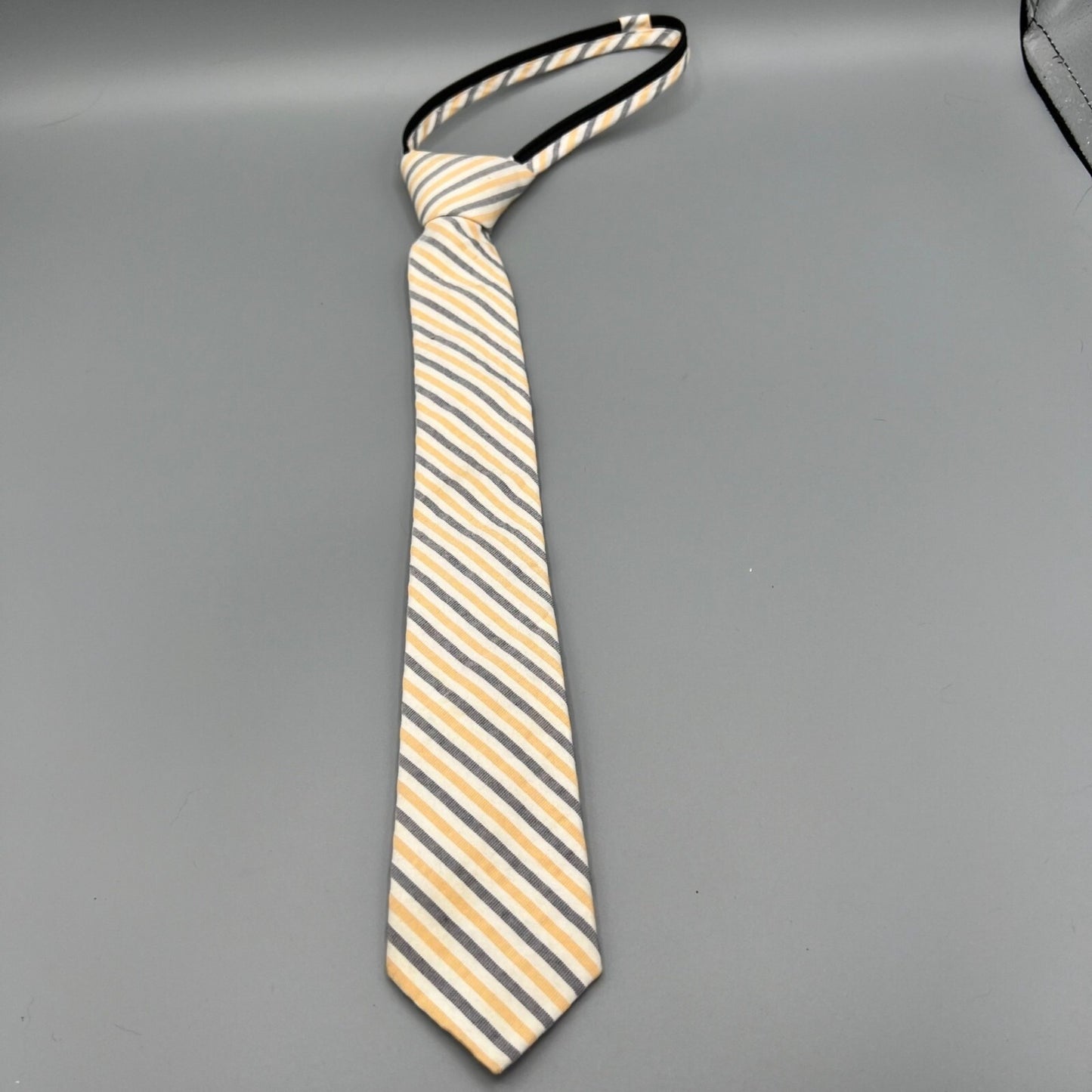 Nordstrom Kids Beige, Yellow, and Blue Striped Adjustable Zipper Tie (14" Long)