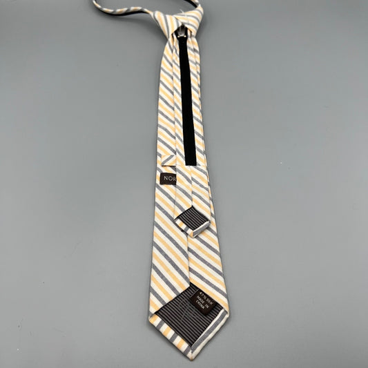 Nordstrom Kids Beige, Yellow, and Blue Striped Adjustable Zipper Tie (14" Long)