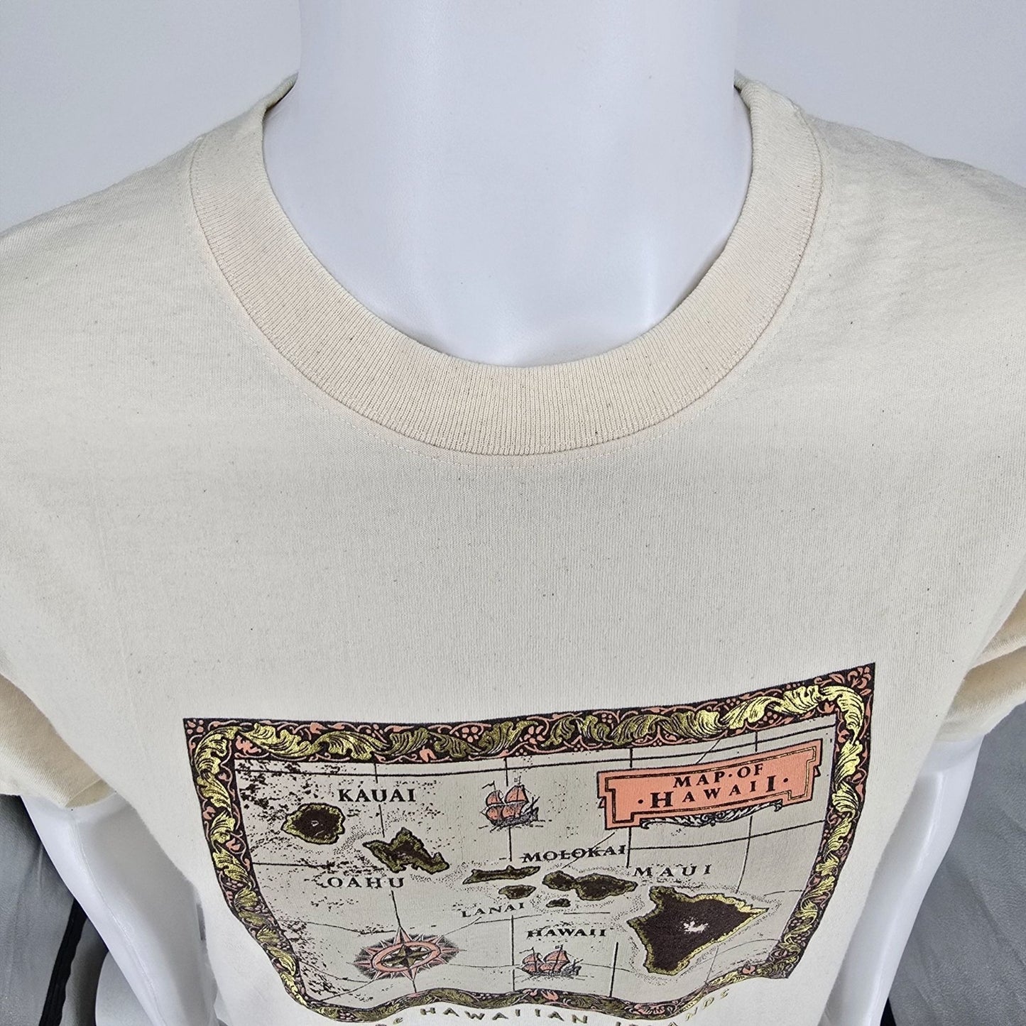 Vintage 1990s ABC Design Hawaiian Islands Antique Map Graphic T-Shirt (M)
