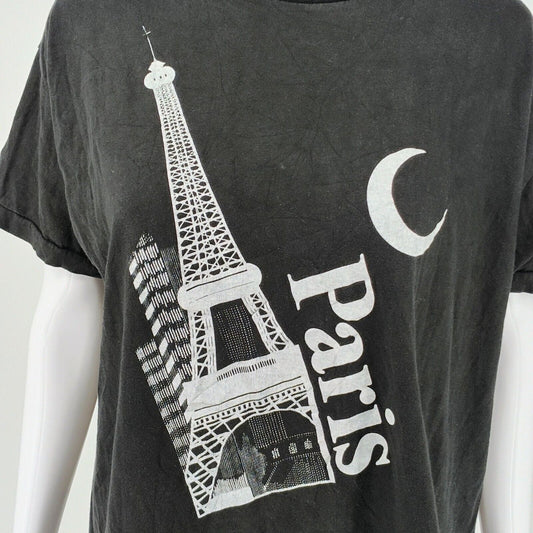 Vintage Single Stitch Brite-Sun Paris Eiffel Tower Black Graphic T-Shirt (XL)
