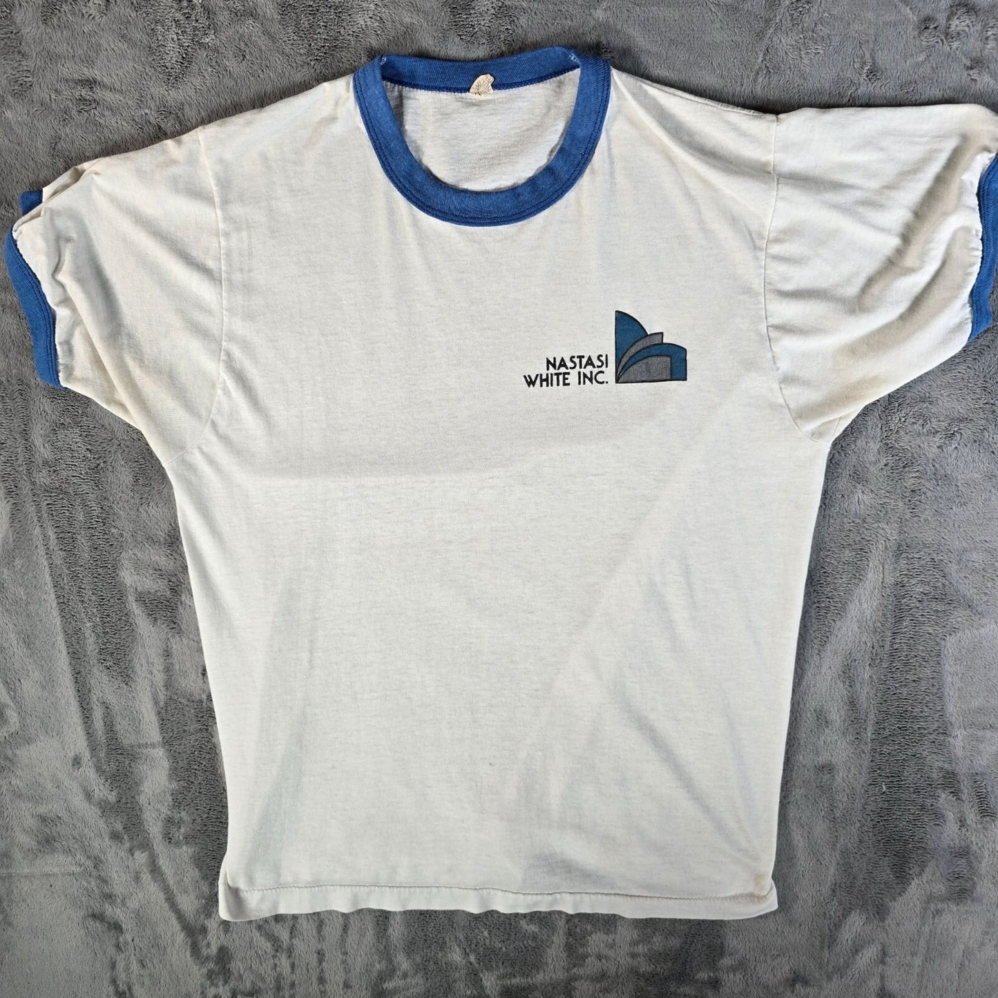 Vintage 1980s Screen Stars Nastasi White Inc. White Ringer Tee T-Shirt (M)