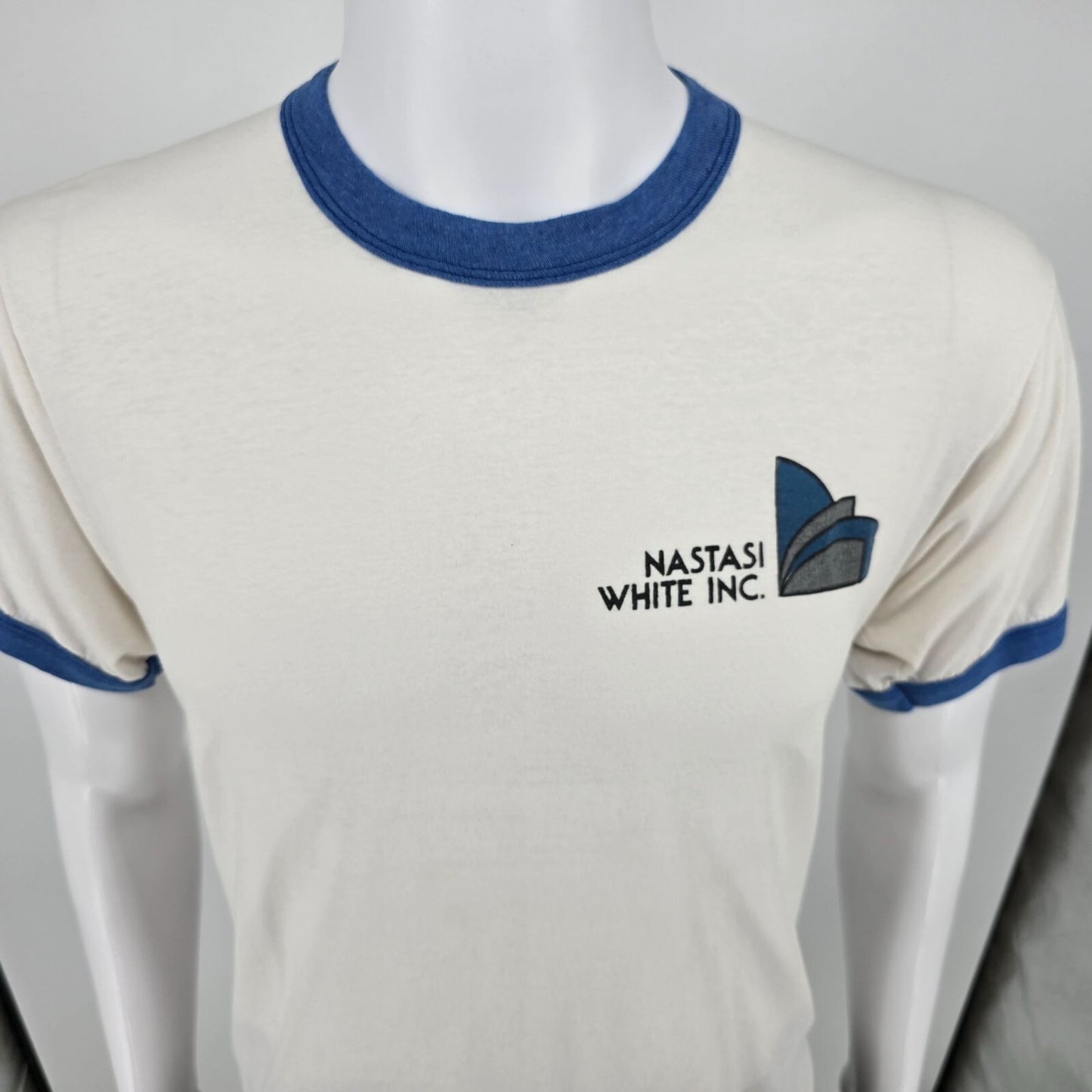 Vintage 1980s Screen Stars Nastasi White Inc. White Ringer Tee T-Shirt (M)