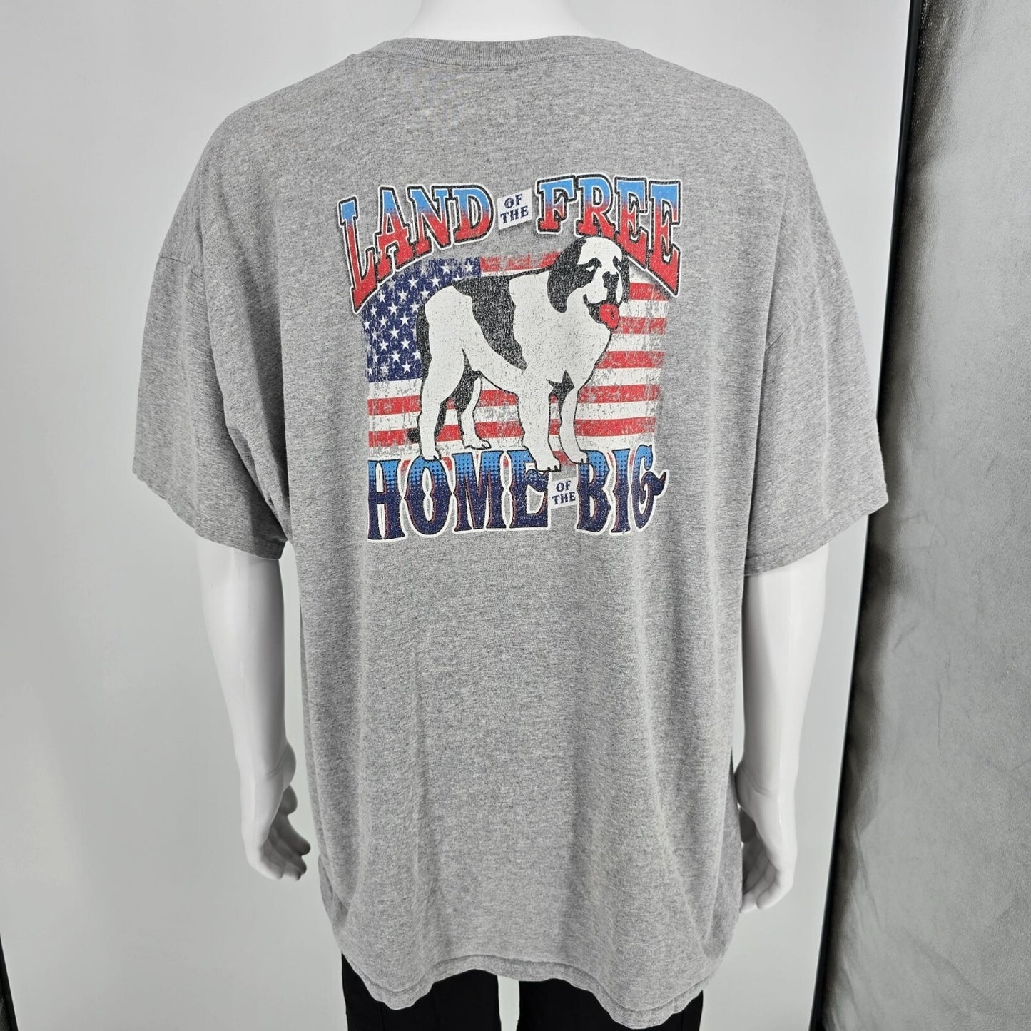 Distressed/Yellowed Big Dogs "Land of the Free Home of the Big" T-Shirt (3XL)