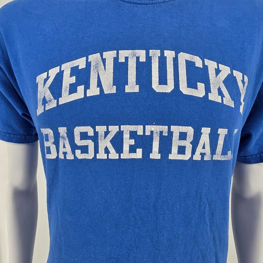 Distressed 2010s Blue Gildan Heavy Cotton Kentucky Basketball T-Shirt (L)