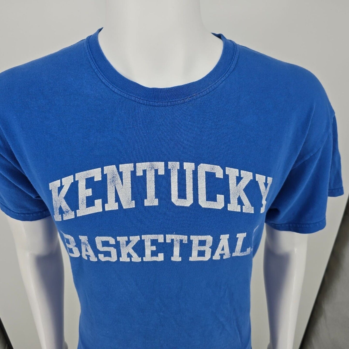 Distressed 2010s Blue Gildan Heavy Cotton Kentucky Basketball T-Shirt (L)