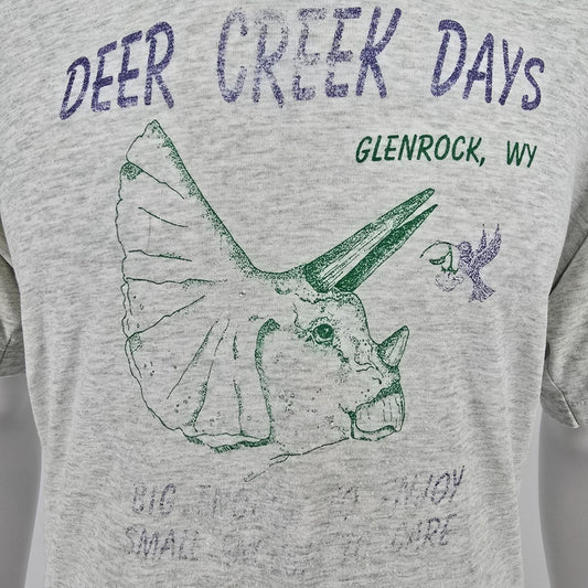 Thrashed Vintage 1990s Deer Creek Days Glenrock, Wyoming Graphic T-Shirt (XL)