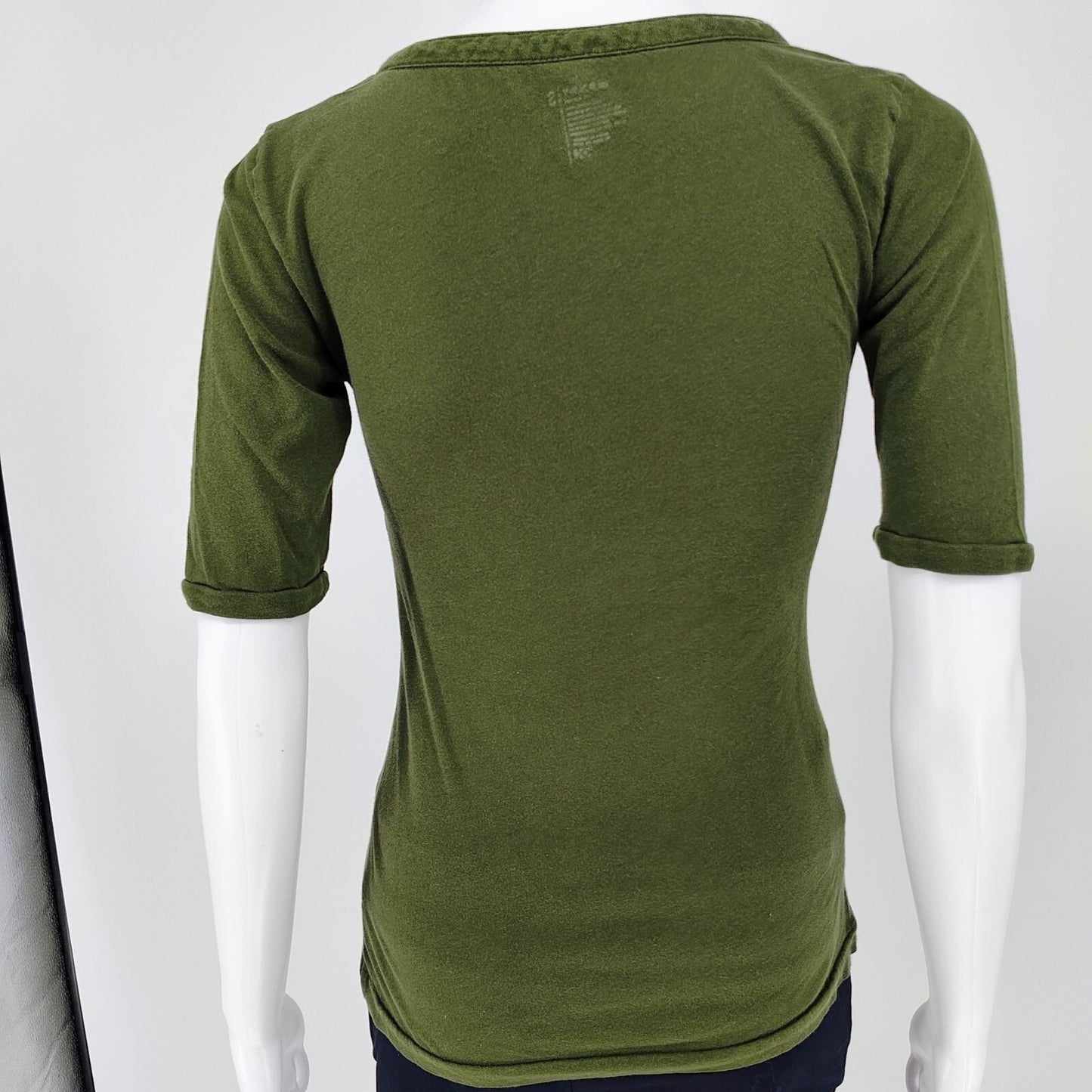 Old Navy Women's Army Green V-Neck Collared Cotton Shirt With Pockets (Small)