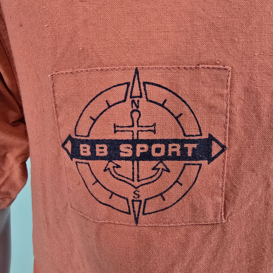 Vintage 1980s BB Sport Color Block Nautical Theme Button Up Shirt (M)