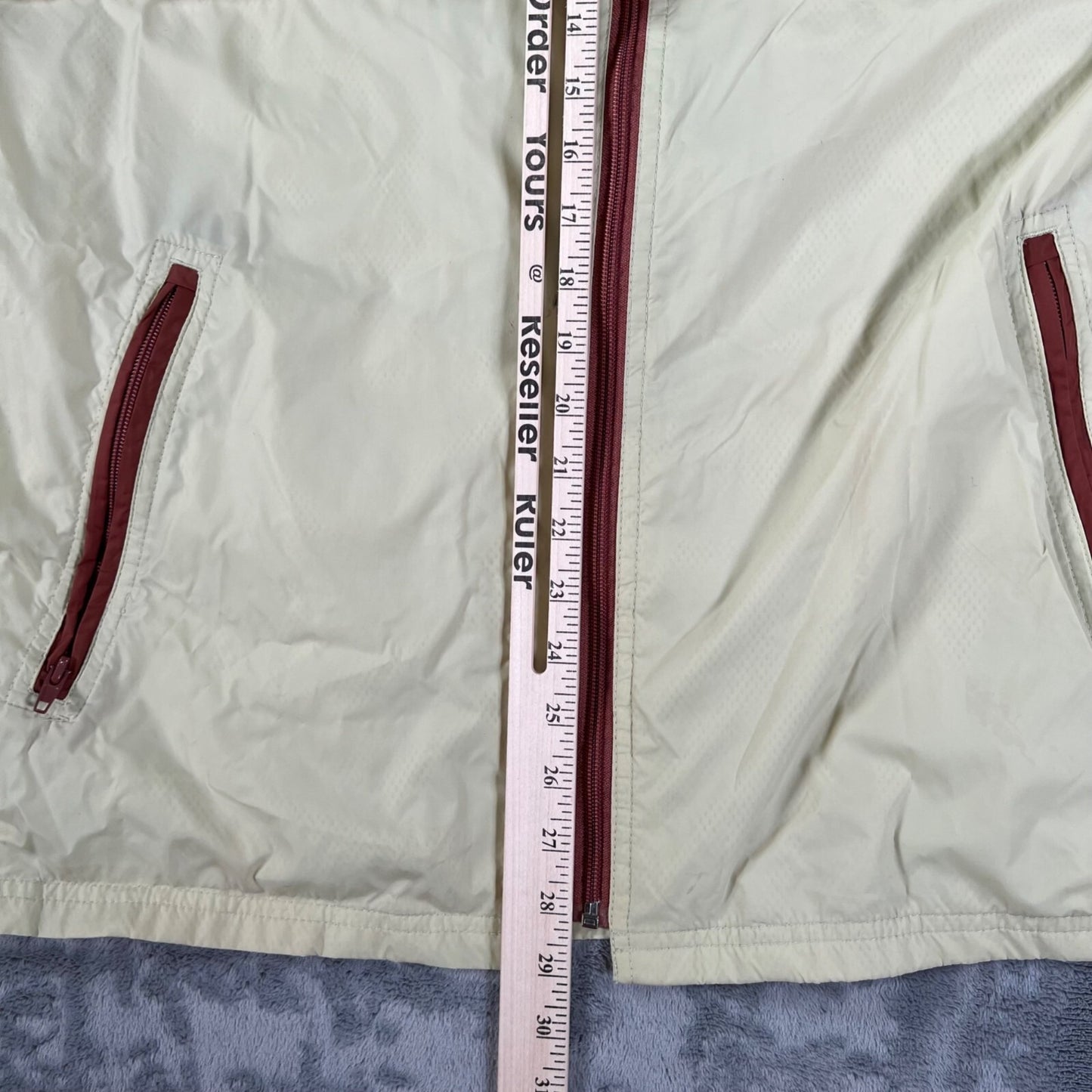 RVCA Men's Two-Tone Red/Cream Polyamide Shell Bay Blocker Windbreaker Jacket -XL