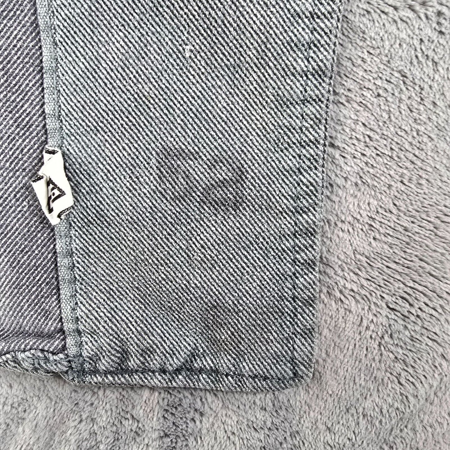 Vintage Distressed Gray Denim Swiss Army Patrol/ Prison Workwear Denim Jacket -L
