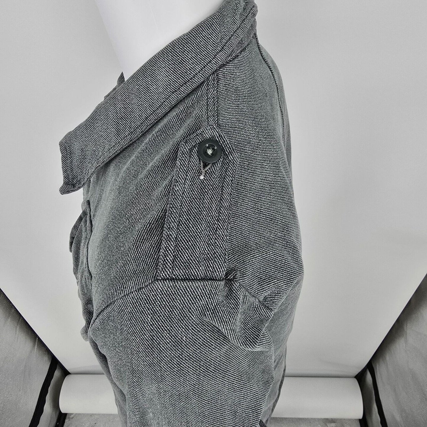 Vintage Distressed Gray Denim Swiss Army Patrol/ Prison Workwear Denim Jacket -L