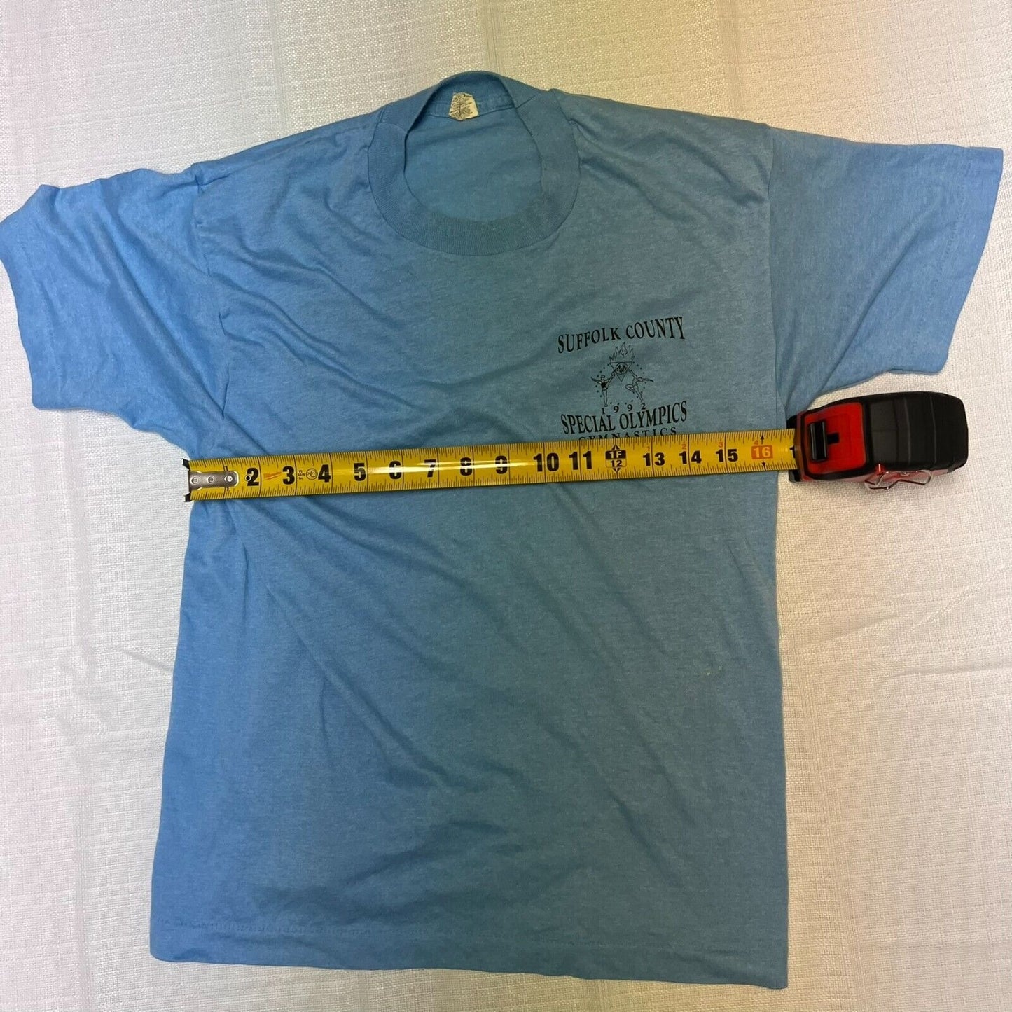 Vintage 1992 Blue Single Stitch Suffolk County Special Olympics T-Shirt (Small)