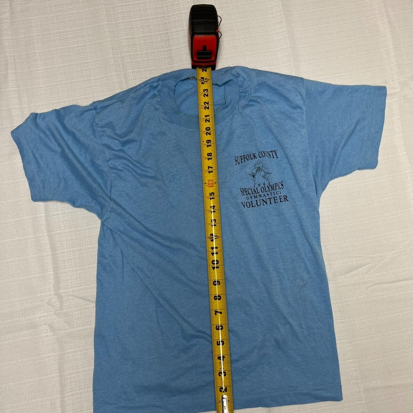 Vintage 1992 Blue Single Stitch Suffolk County Special Olympics T-Shirt (Small)
