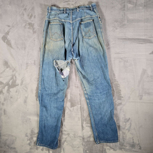 Vintage 1950s Blue Bell Wrangler Misses Thrashed/Destroyed Denim Jeans (29x28)