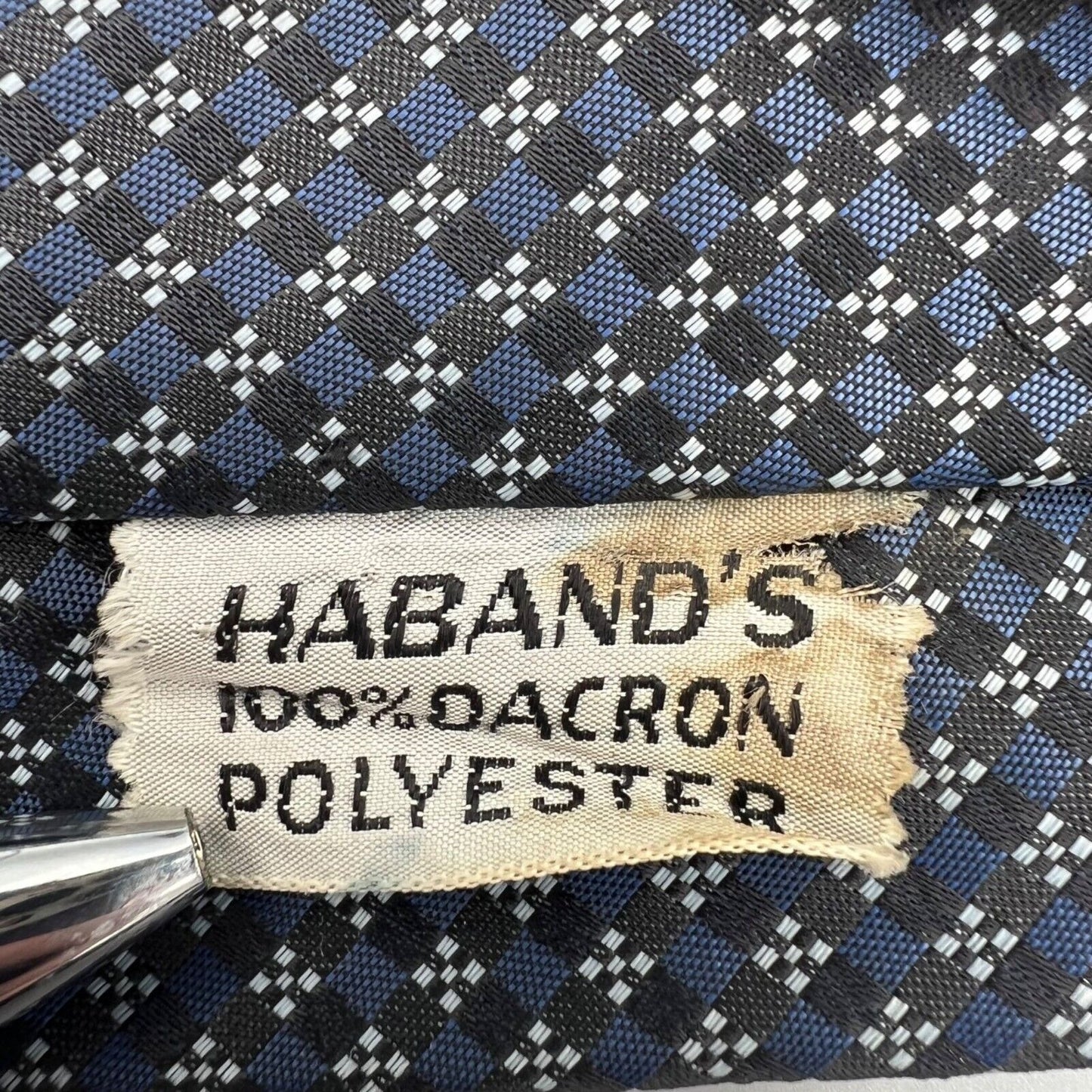 Vintage 1960s Haband's 100% Dacron Polyester Geometric Pattern Skinny Tie