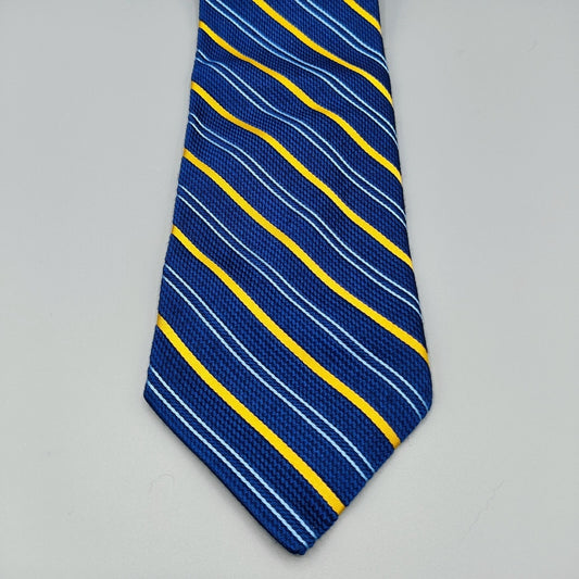 John W. Nordstrom Silk/Viscose Made in Italy Blue and Yellow Regimental Nectkie