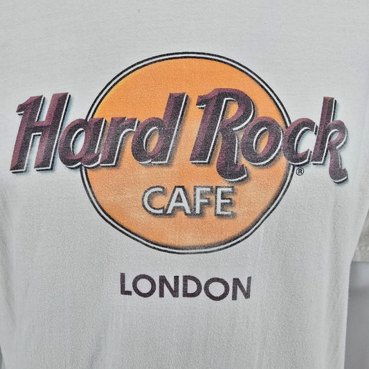 2010s Hard Rock Cafe London Souvenir White Cotton Logo T-Shirt (Large)
