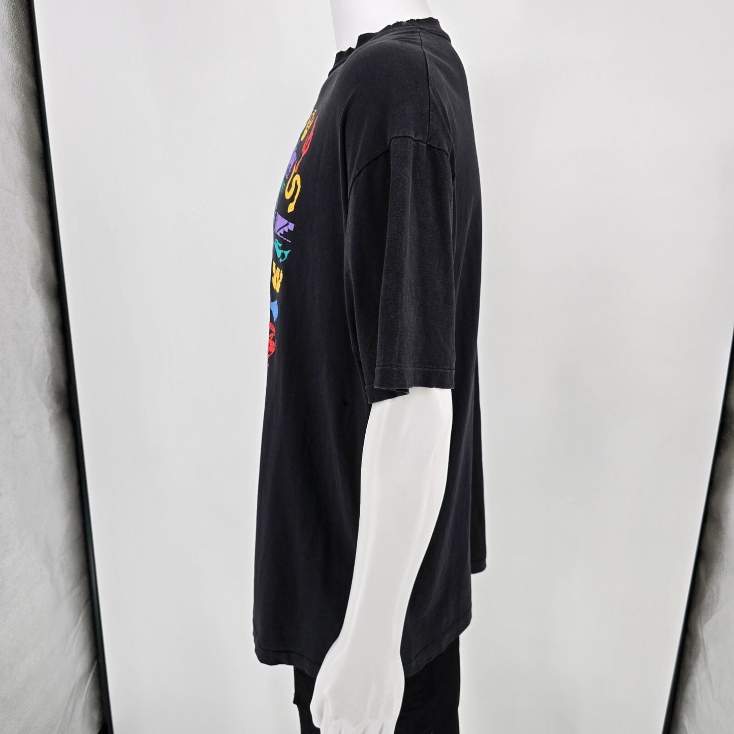 Distressed Vintage 1990s Santa Fe Sportswear Southwestern Symbols T-Shirt (XL)