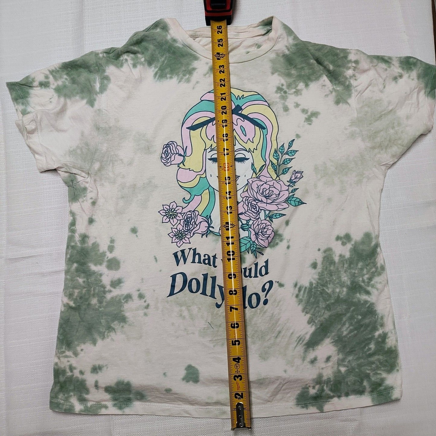 "What Would Dolly Do" Dolly Parton Tie-Dye Floral Graphic T-Shirt (Medium)