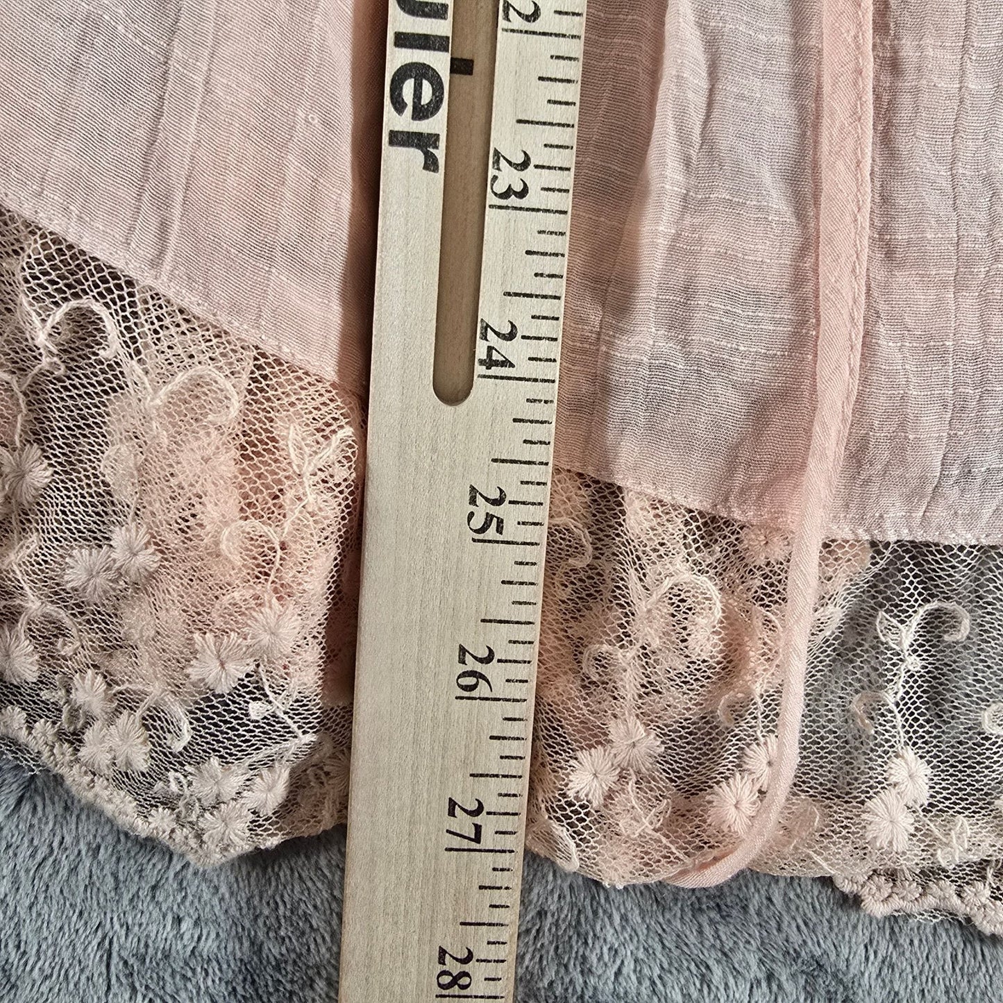 Rue21 Blush Pink Sleeveless Semi-Sheer Lace Trim Coquette Babydoll Top (Small)
