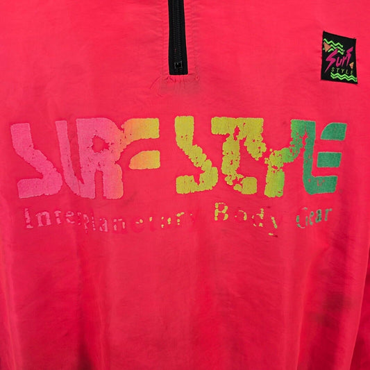 Vintage 1990s Surf Style Interplanetary Body Gear Neon Punk Pullover Jacket (OS)