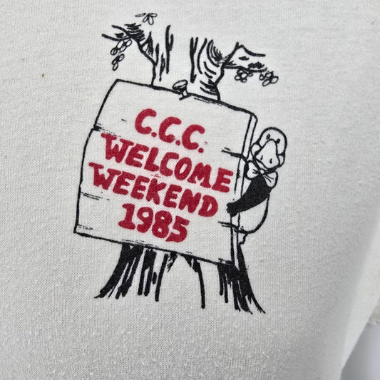 Vintage 1980s Jerzees C.C.C. Welcome Weekend 1985 "The Heat is On" T-Shirt (M)