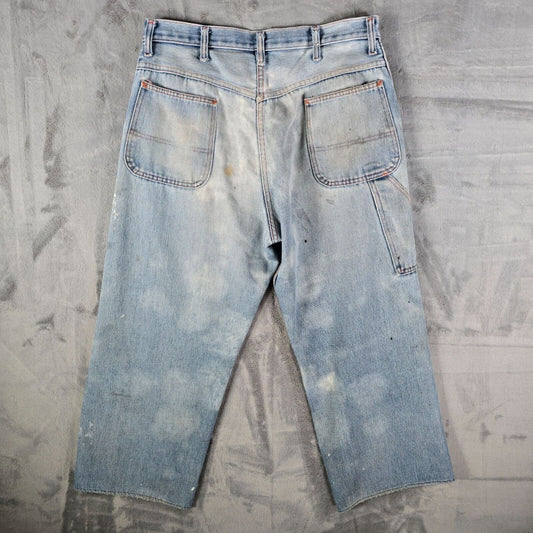 Vintage 1950s/1960s Big Mac Distressed Orange Stitch Workwear Jeans (33x23)